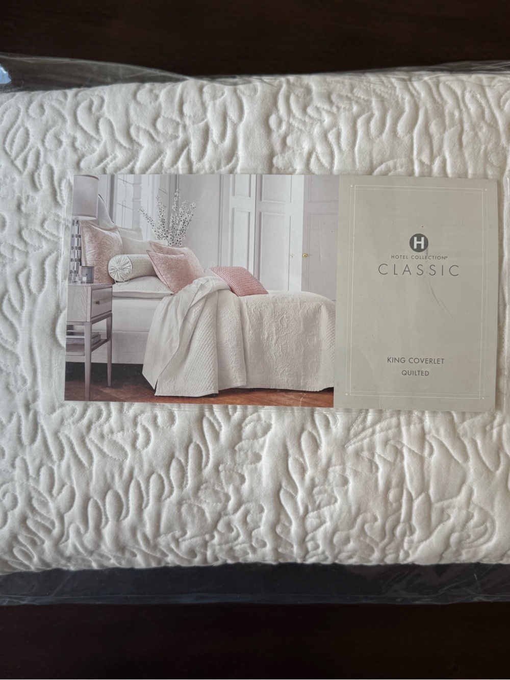 Hotel Collection White Quilted King Coverlet with Leaf Motif